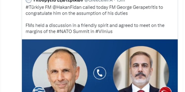 Γεραπετρίτης – Φιντάν συμφώνησαν να συναντηθούν στο Βίλνιους της Λιθουανίας Γεραπετρίτης – Φιντάν συμφώνησαν να συναντηθούν στο Βίλνιους της Λιθουανίας