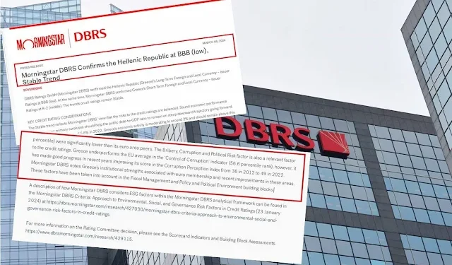 Περίπου ως Μπανανία στο BBB (low) με σταθερές προοπτικές μας αξιολογεί η DBRS σε θέματα Διακυβέρνησης, Δωροδοκίας & Διαφθοράς Περίπου ως Μπανανία στο BBB (low) με σταθερές προοπτικές μας αξιολογεί η DBRS σε θέματα Διακυβέρνησης, Δωροδοκίας & Διαφθοράς