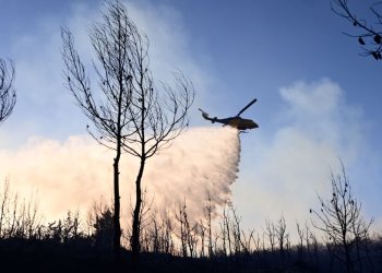 Υπό μερικό έλεγχο η πυρκαγιά σε χαμηλή βλάστηση στα Καλύβια Θορικού Αττικής