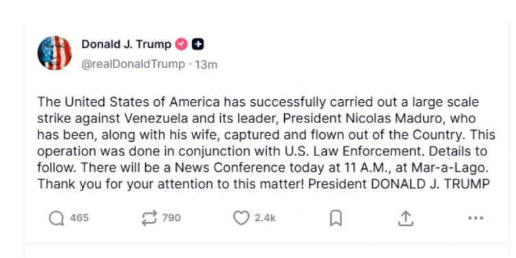 Τραμπ: “Μαδούρο τέλος και τον βγάλαμε εκτός Βενεζουέλας”